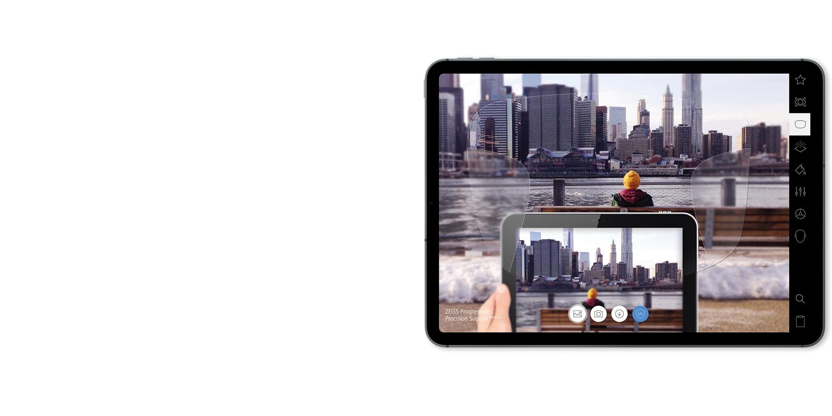 Демонстрація лінз ZEISS на планшеті iPad в режимі доповненої реальності (AR).