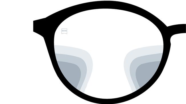 Зображення лінз ZEISS SmartLife Progressive Plus. На рисунку показано вид крізь лінзи.