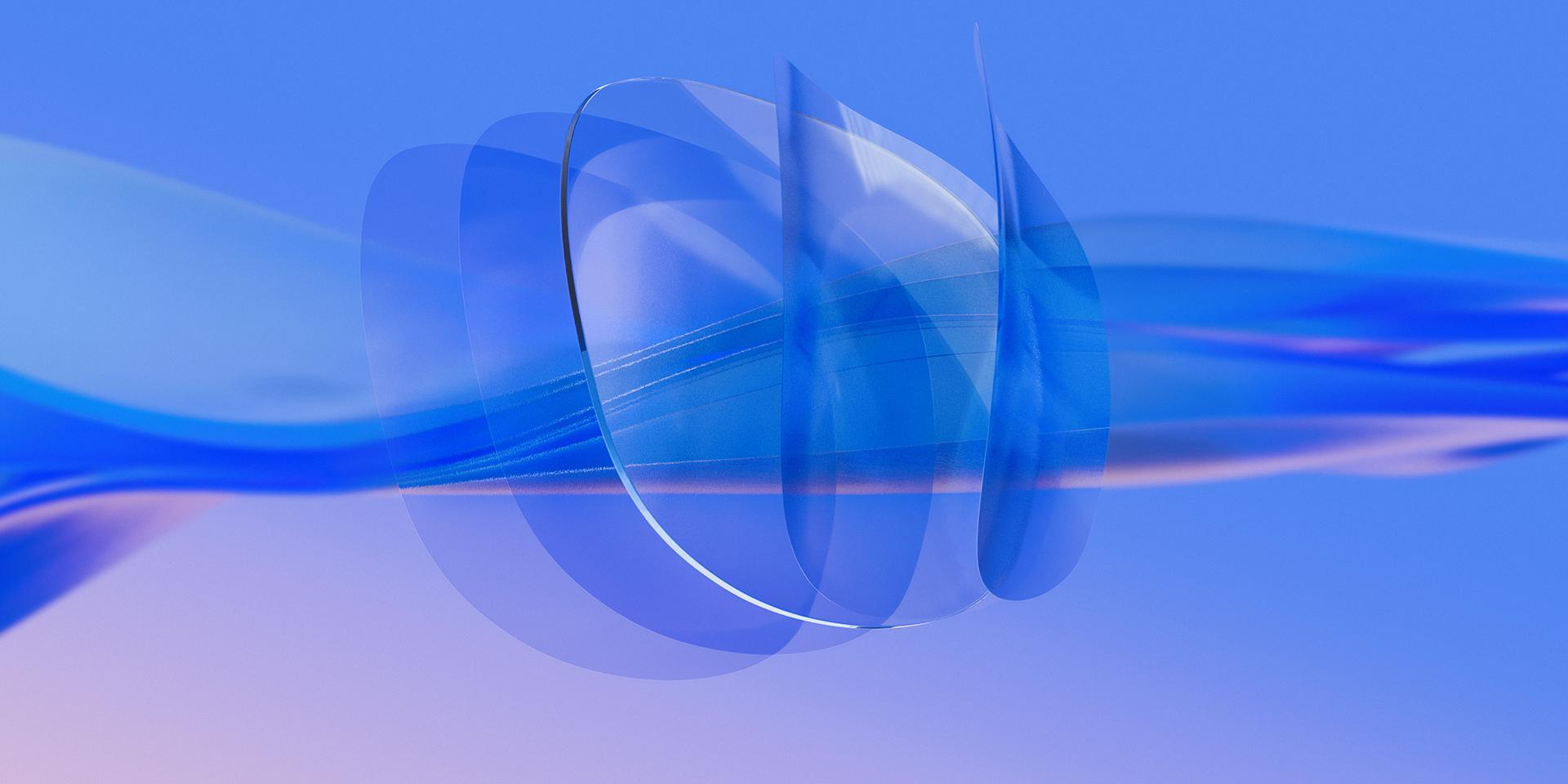 Згенероване комп&apos;ютером 3D-зображення прозорої лінзи ZEISS із кількома надтонкими шарами покриття для лінз, нанесеними на передню та задню поверхні