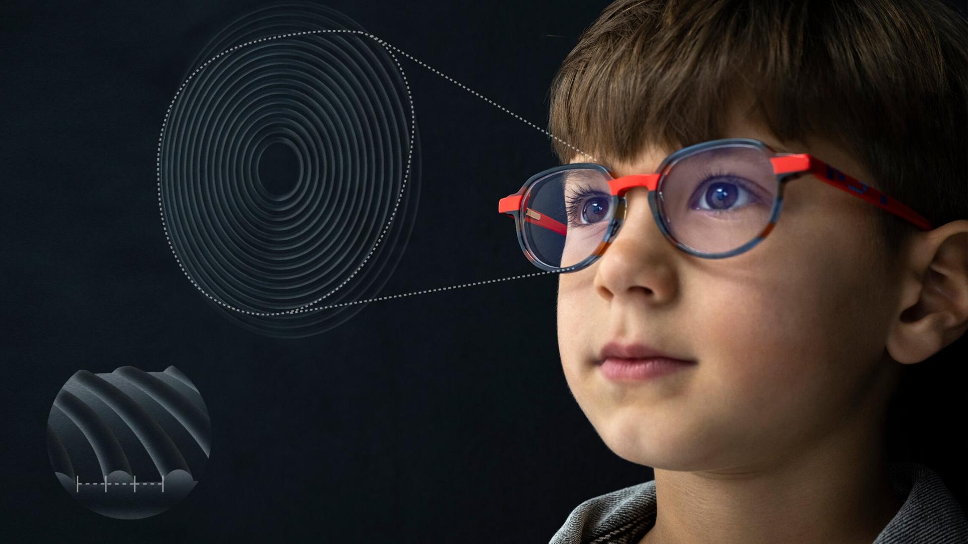 Зображення крупним планом дизайну лінз ZEISS MyoCare для контролю міопії у дітей.