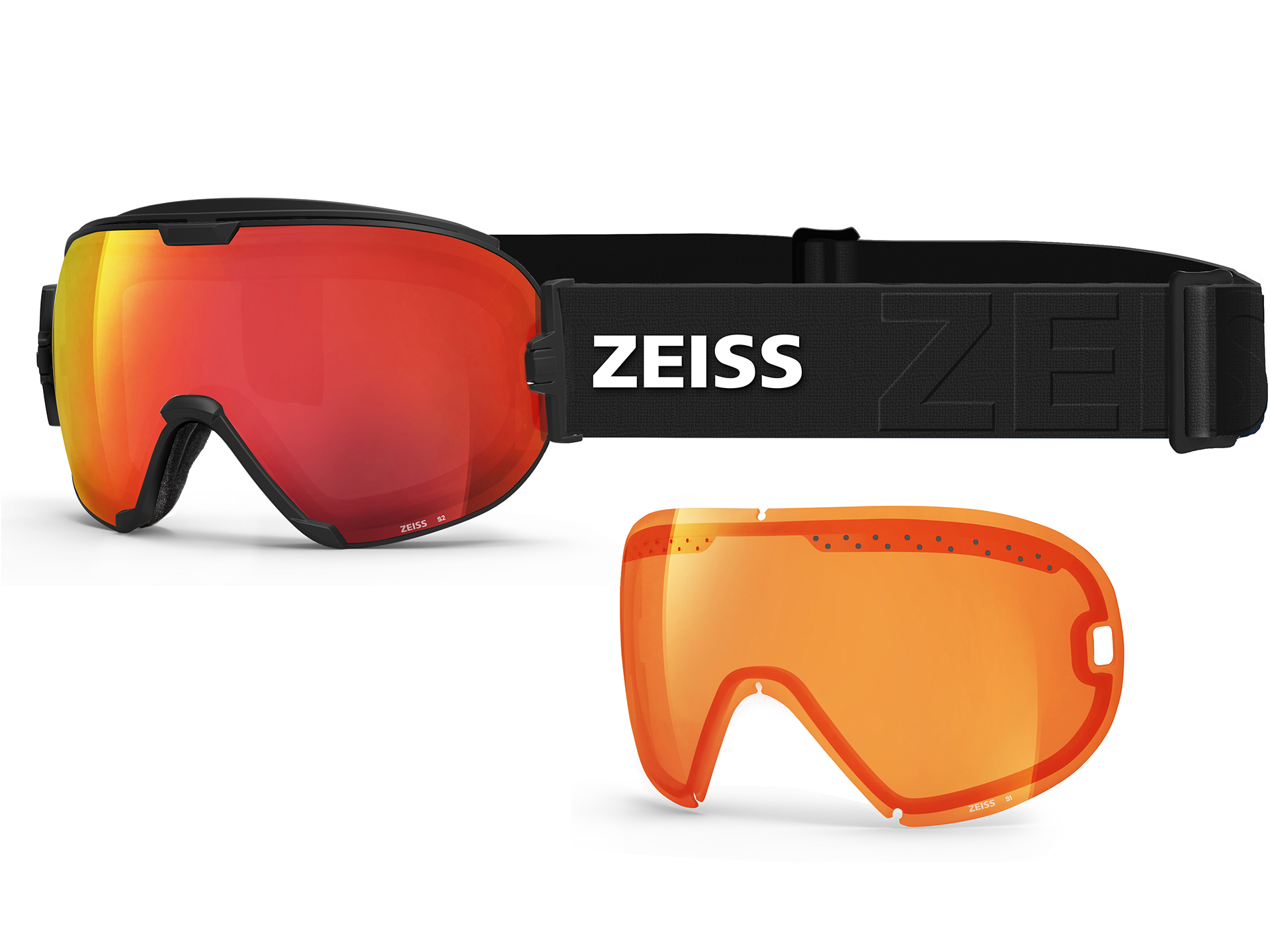 Серія ZEISS SONAR: гірськолижна маска зі змінними лінзами Interchangeable Black ML Red