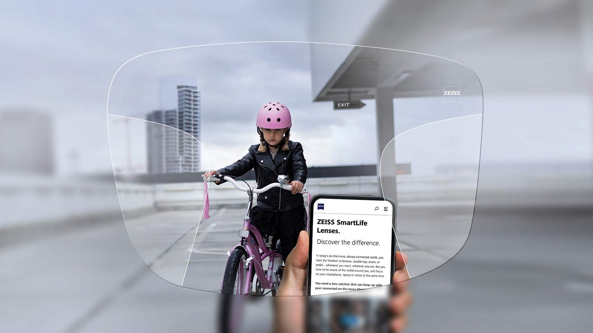 Зображення прогресивних лінз ZEISS SmartLife Pure. На рисунку показано вид крізь лінзи.
