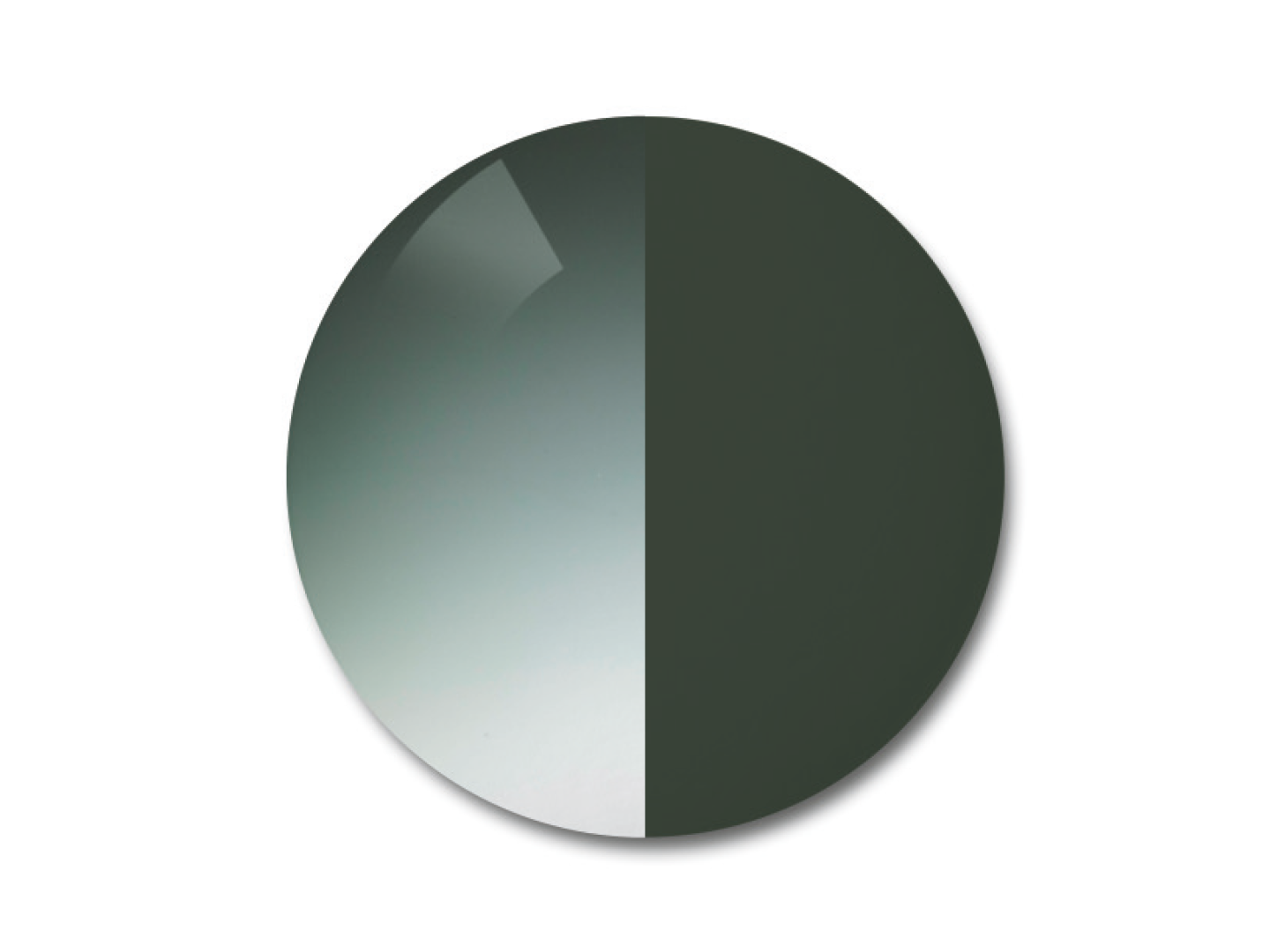 На ілюстрації зображено фотохромну лінзу ZEISS AdaptiveSun сіро-зеленого кольору з градієнтним тонуванням 